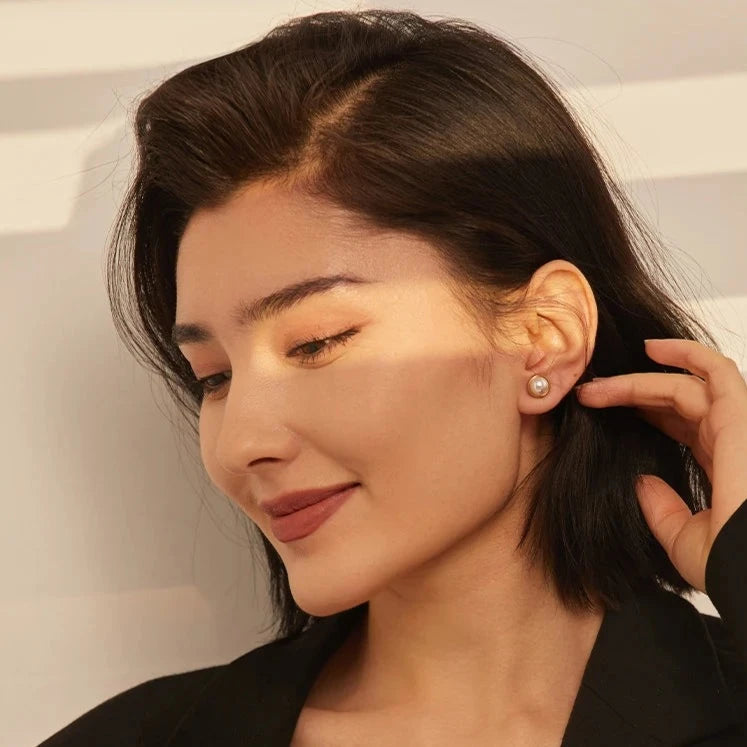 Golden Half Pearl Earring