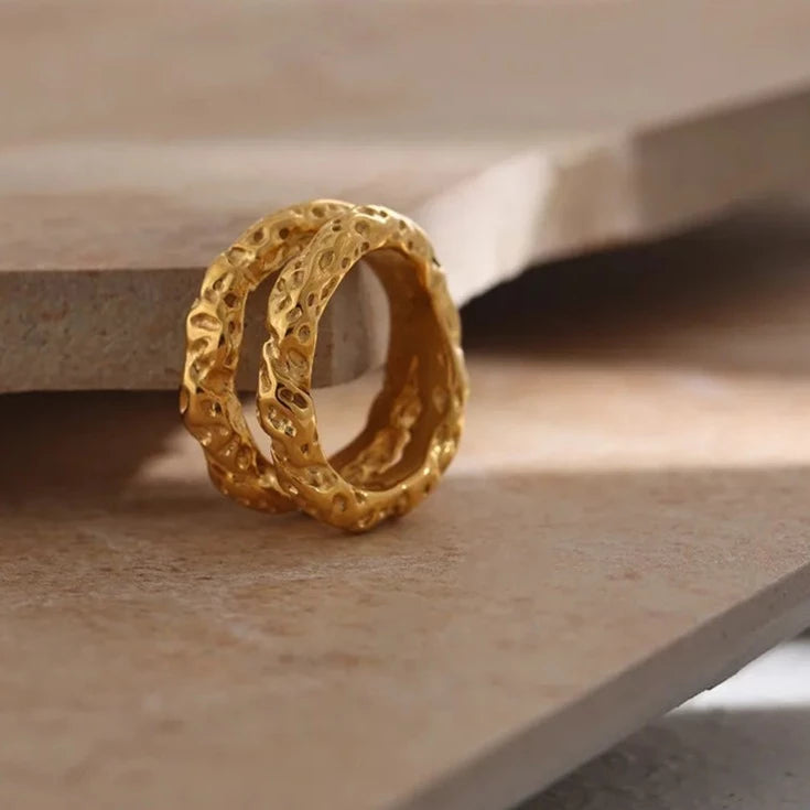 Textured 18K Gold Plated Ring