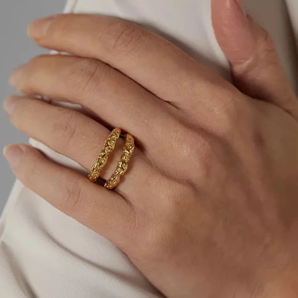 Textured 18K Gold Plated Ring