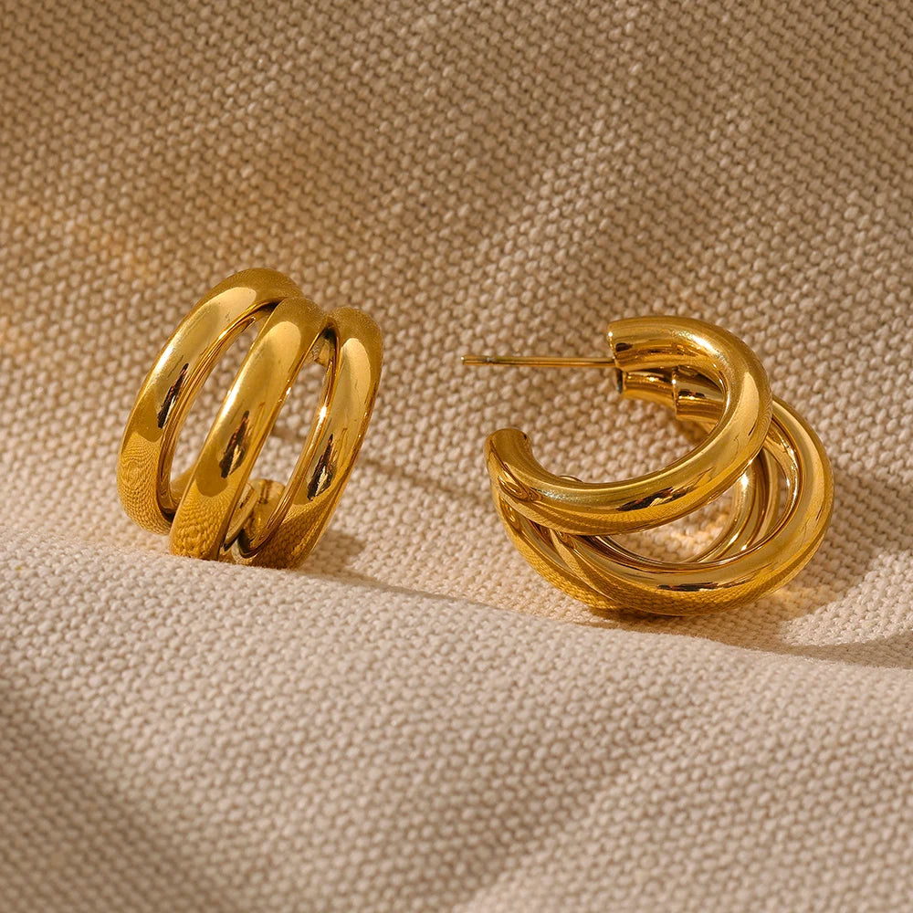 Golden Cannula Half Hoop Earring