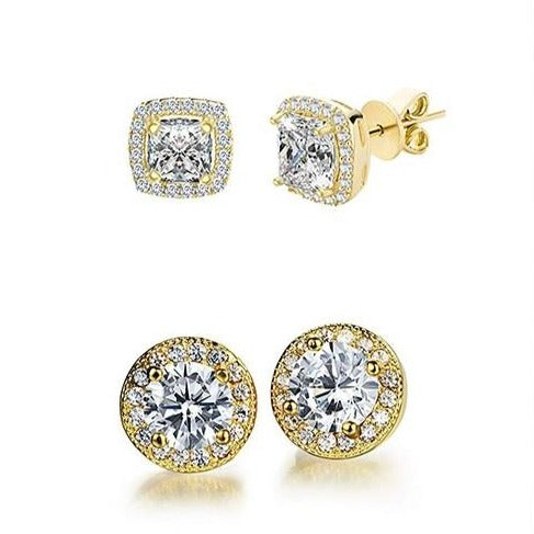 Elements Halo 18k Gold Plated Studs